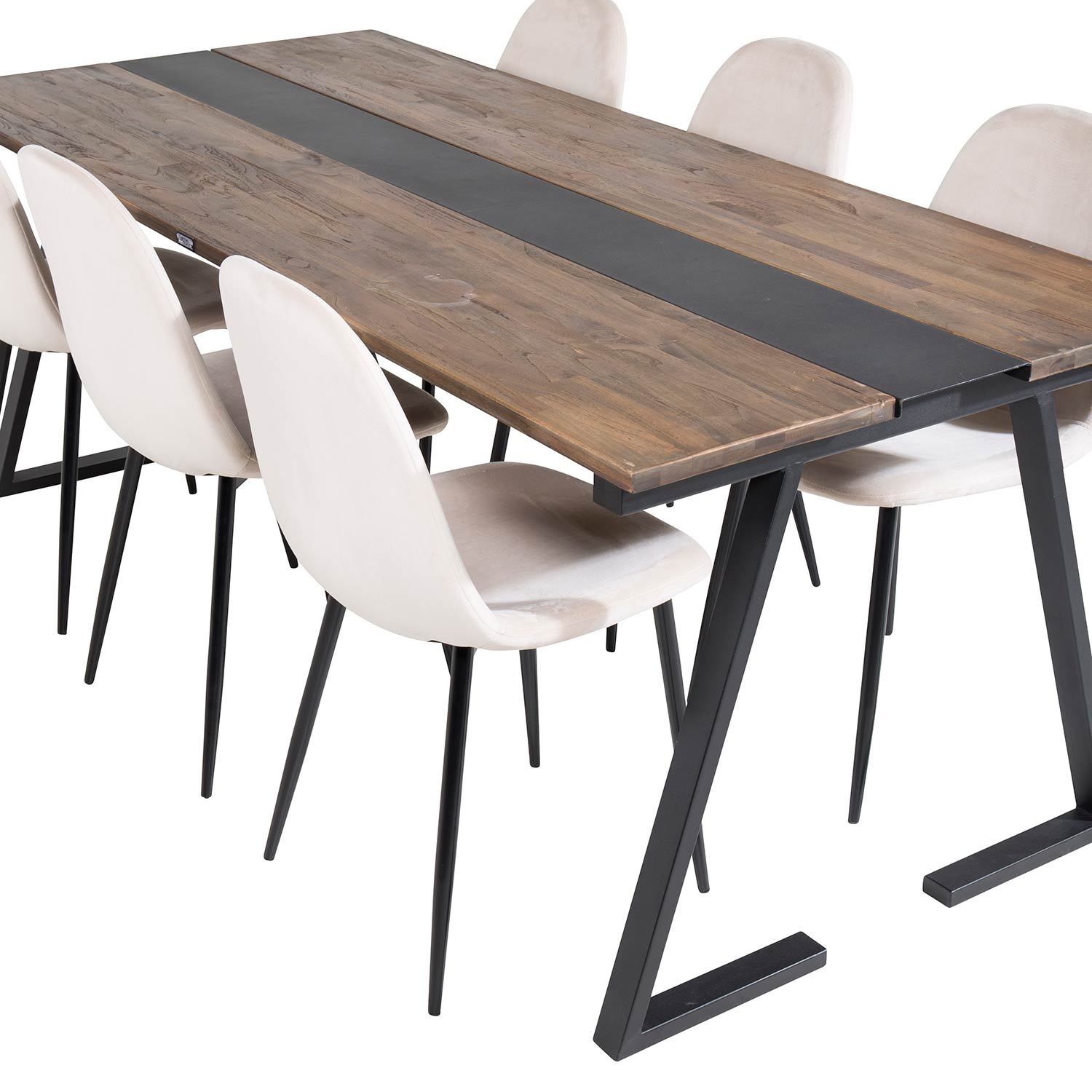 Spisegruppe Venture Home Jane med 6 Pobbie Stoler Fløyel