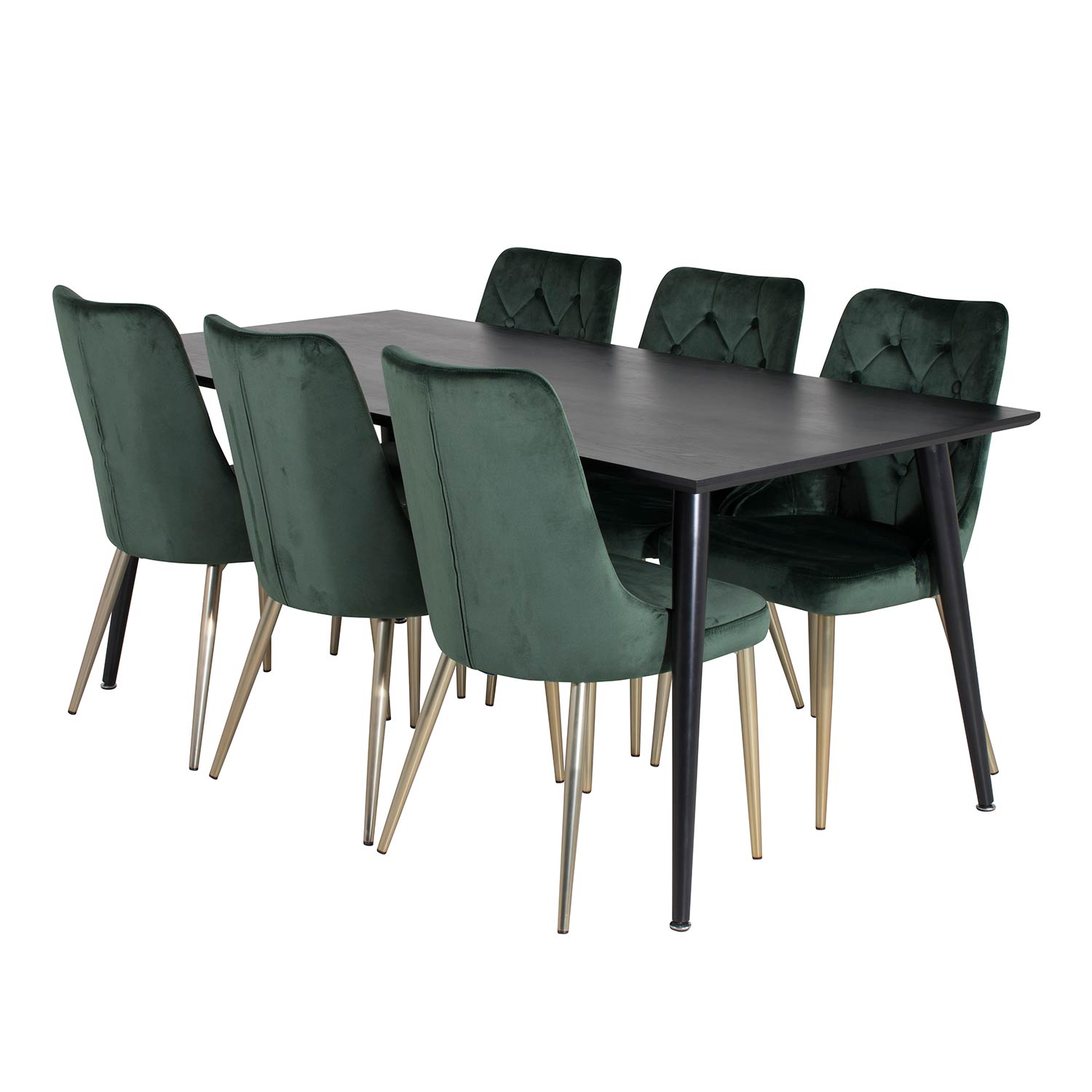 Spisegruppe Venture Home Dipp med 6 Velvet Deluxe Fløyel Stoler