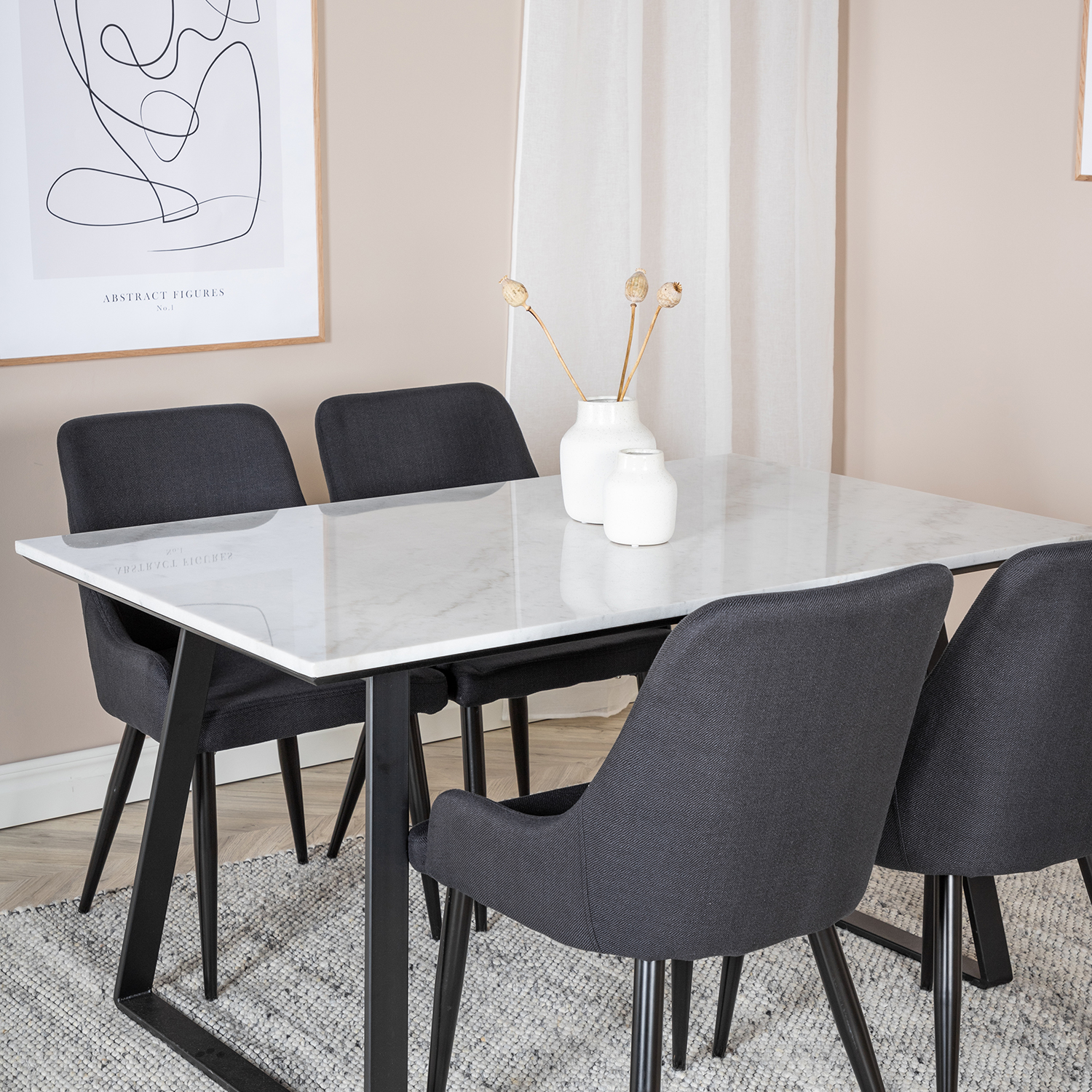 Spisegruppe Venture Home Estelle 140 med 4 Plake Stoler