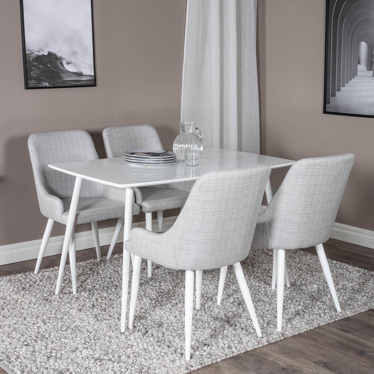 Spisegruppe Venture Home Pobbie med 4 Plake Stoler Polyester