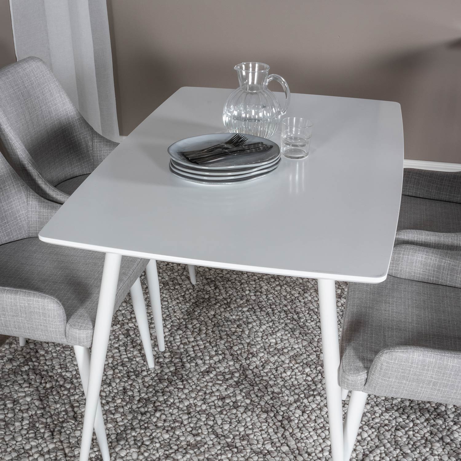 Spisegruppe Venture Home Pobbie med 4 Plake Stoler Polyester