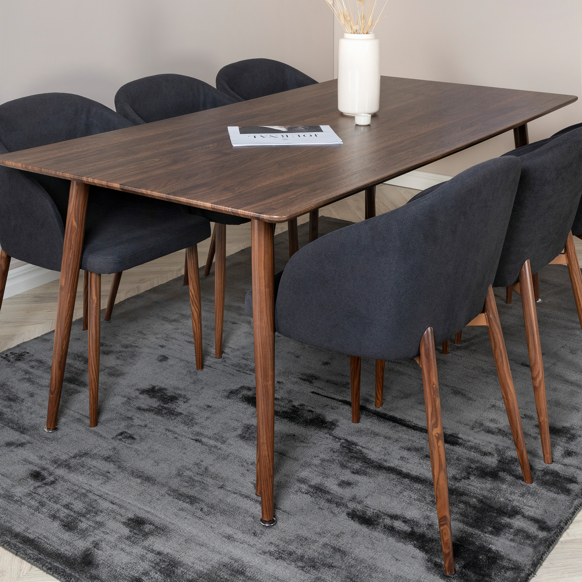 Spisegruppe Venture Home Pobbie med 6 Archie Stoler Polyester