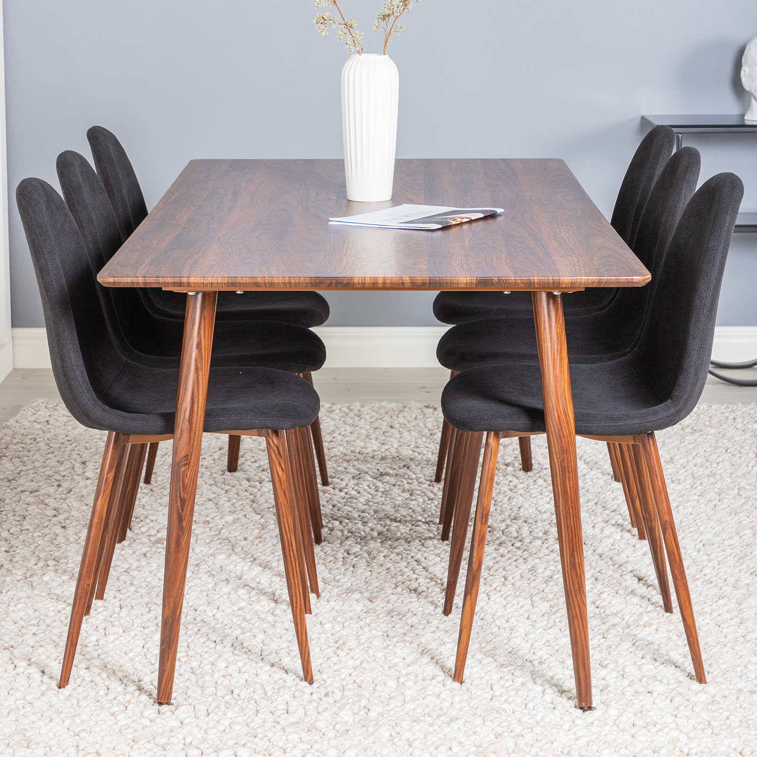 Spisegruppe Venture Home Pobbie 180 med 6 Stoler Polyester