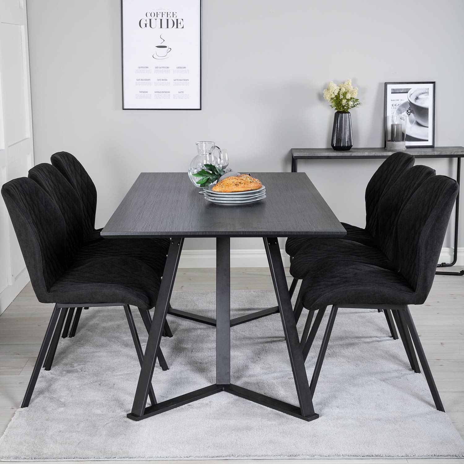 Spisegruppe Venture Home Madde med 6 Geneva Stoler