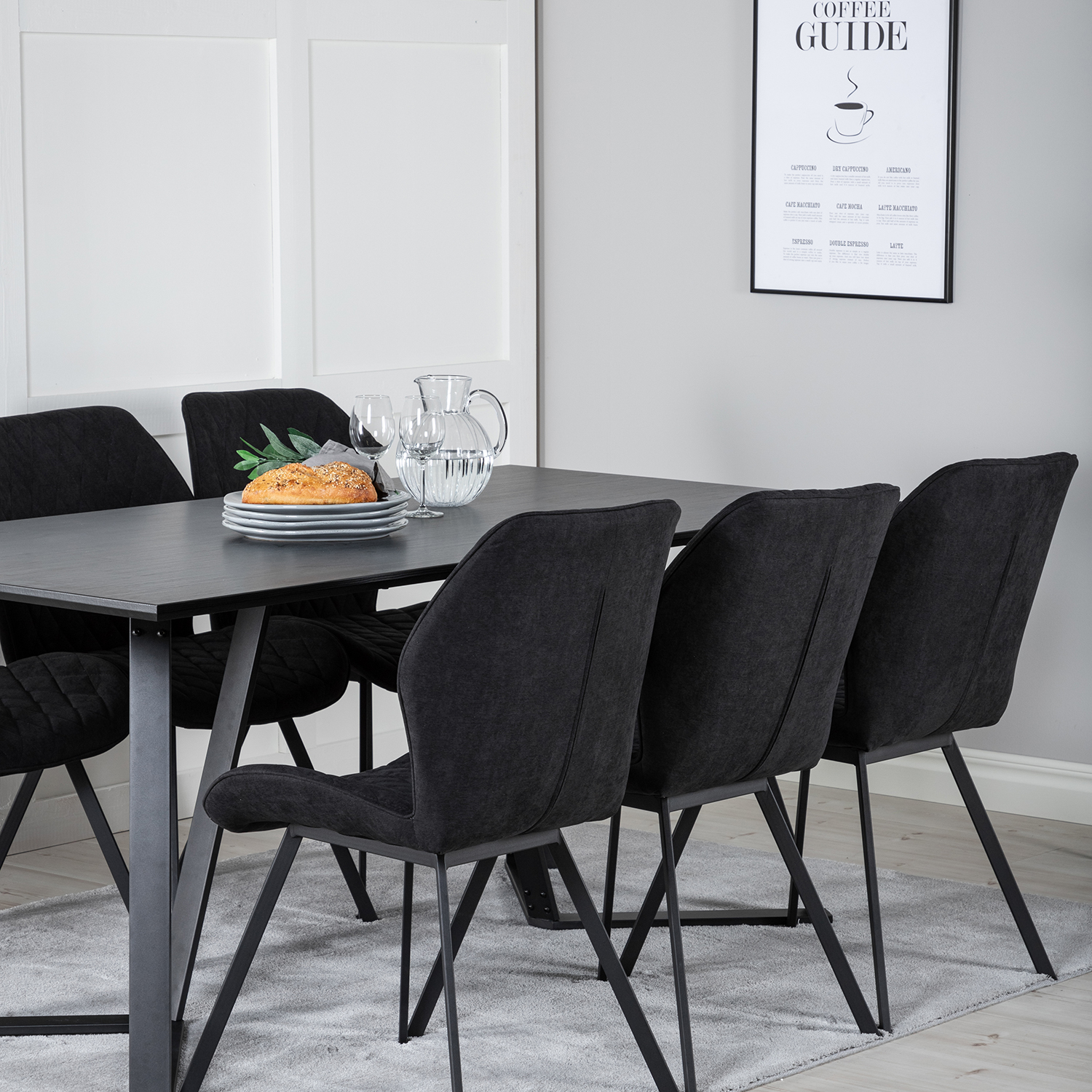 Spisegruppe Venture Home Madde med 6 Geneva Stoler