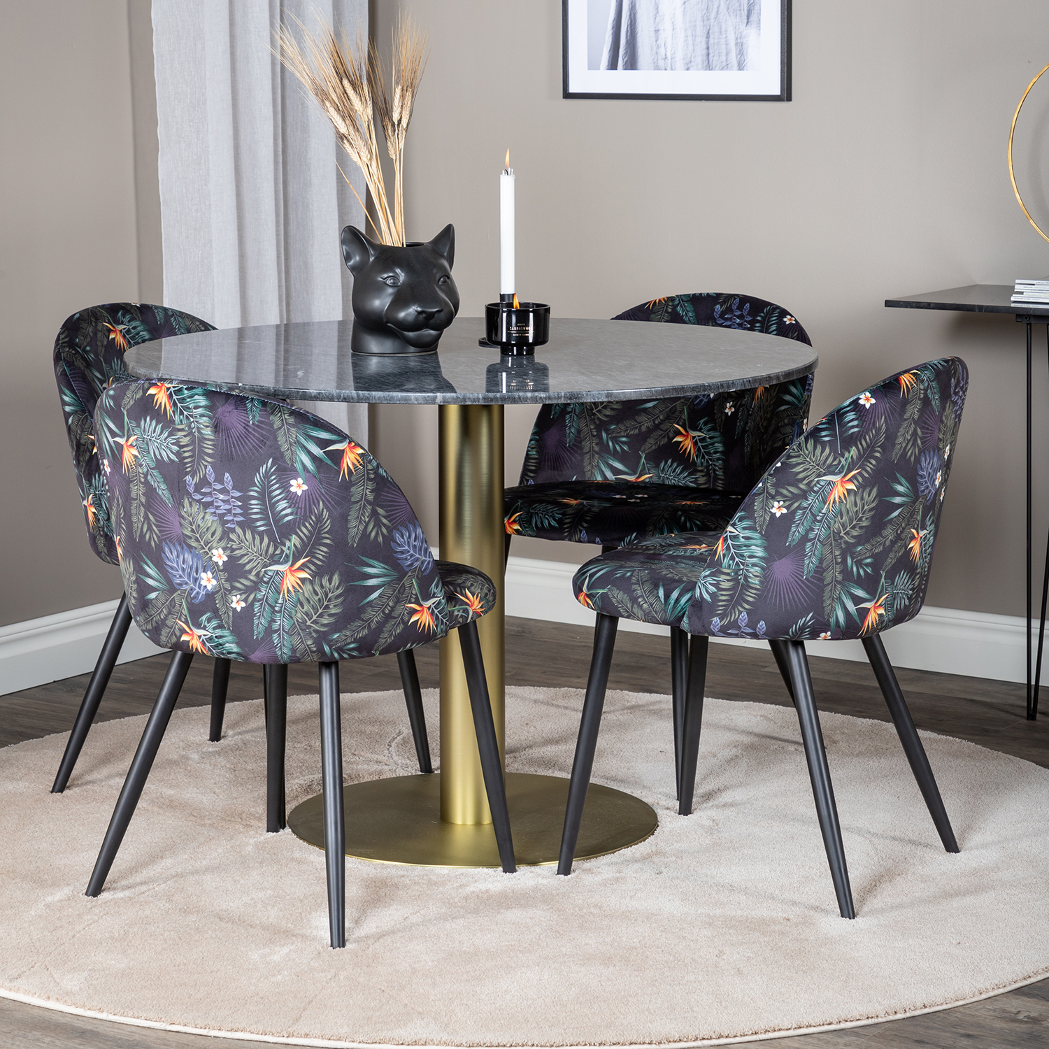 Spisegruppe Venture Home Estelle med 4 Valentina Stoler Polyester