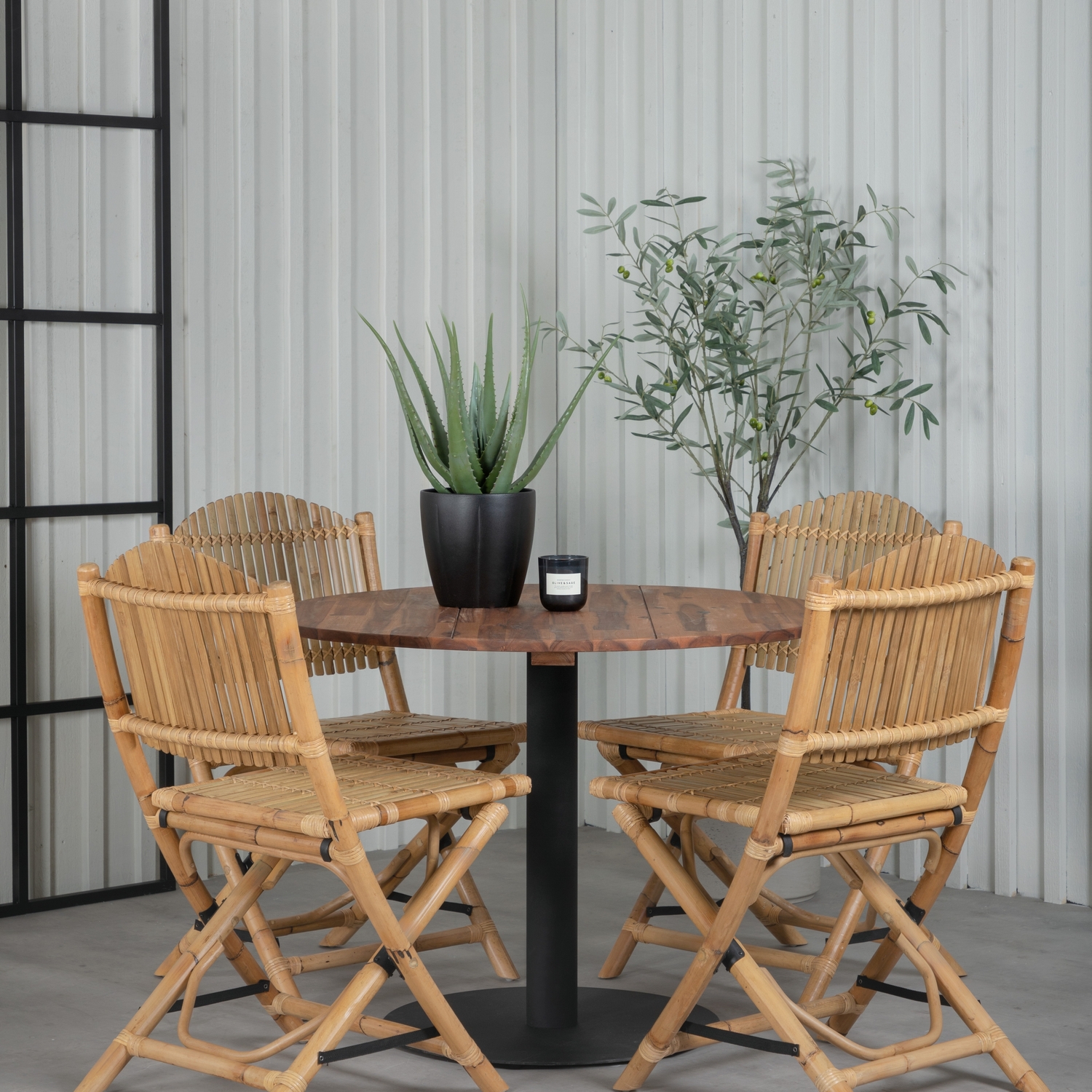 Spisegruppe Venture Home Canne med 4 Cave Spisestoler