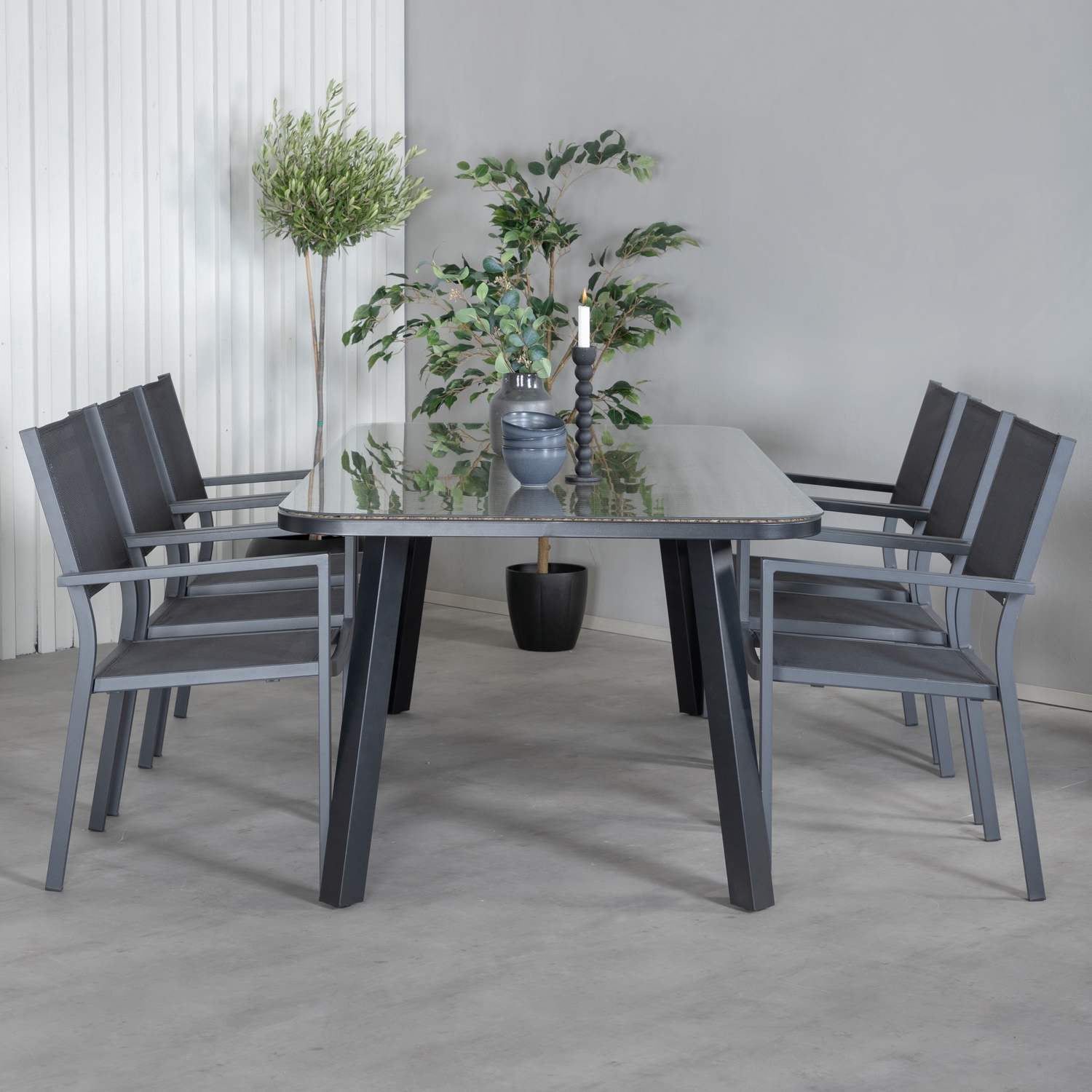 Spisegruppe Venture Home Olle med 6 Curz Stablebare Spisestoler