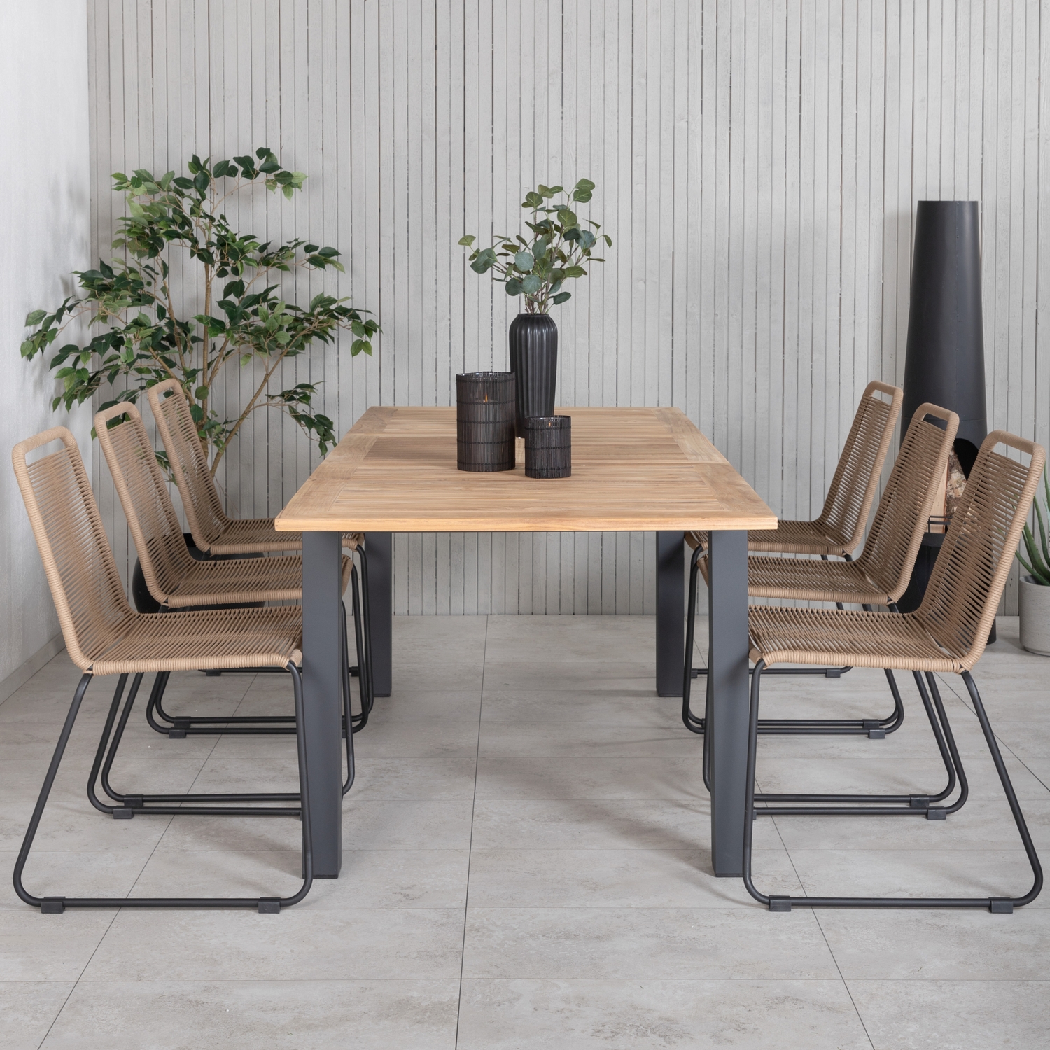 Spisegruppe Venture Home Perla 152 med 6 Leon Stablebare Spisestoler