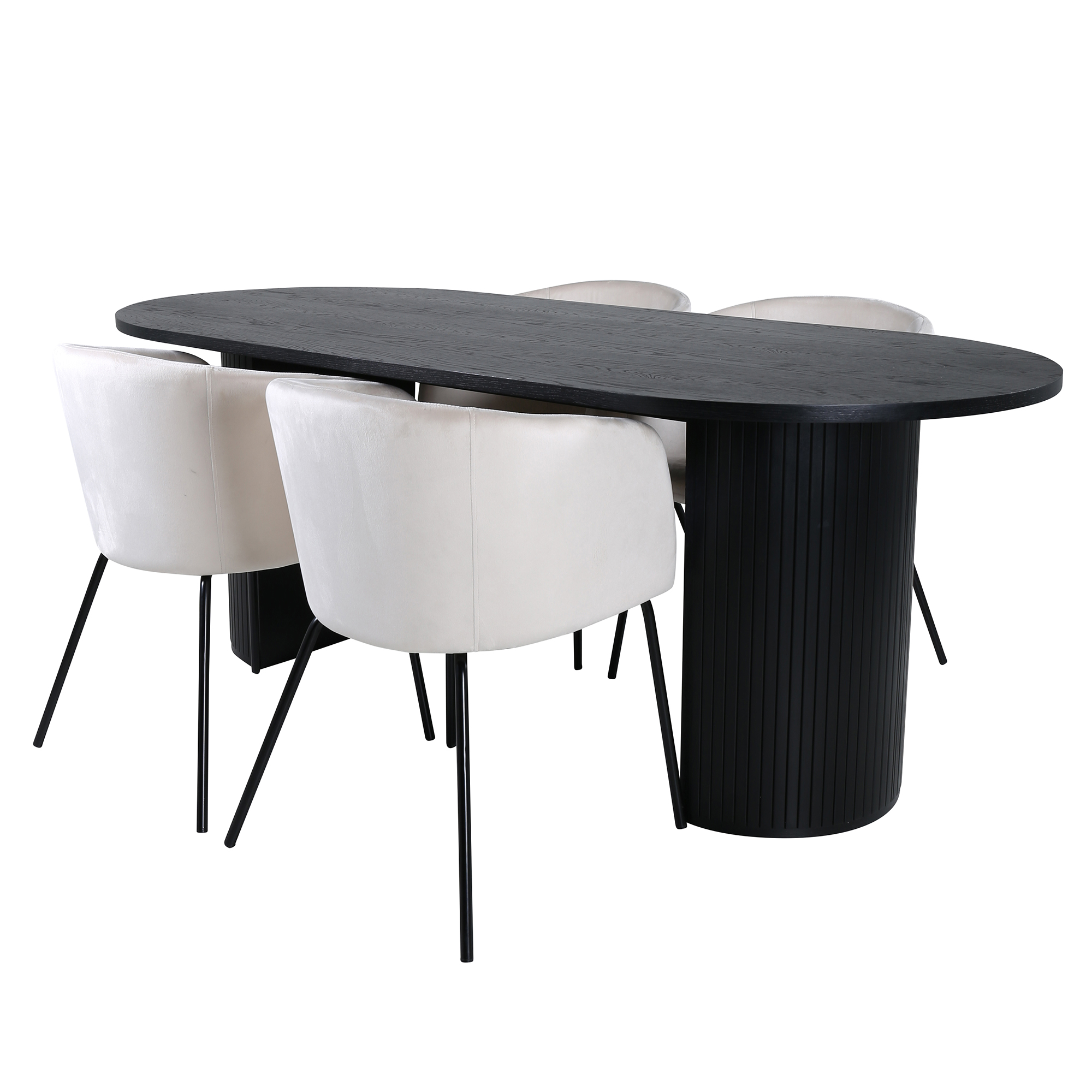 Spisegruppe Venture Home Bianca Sort med 4 Bergen Stoler