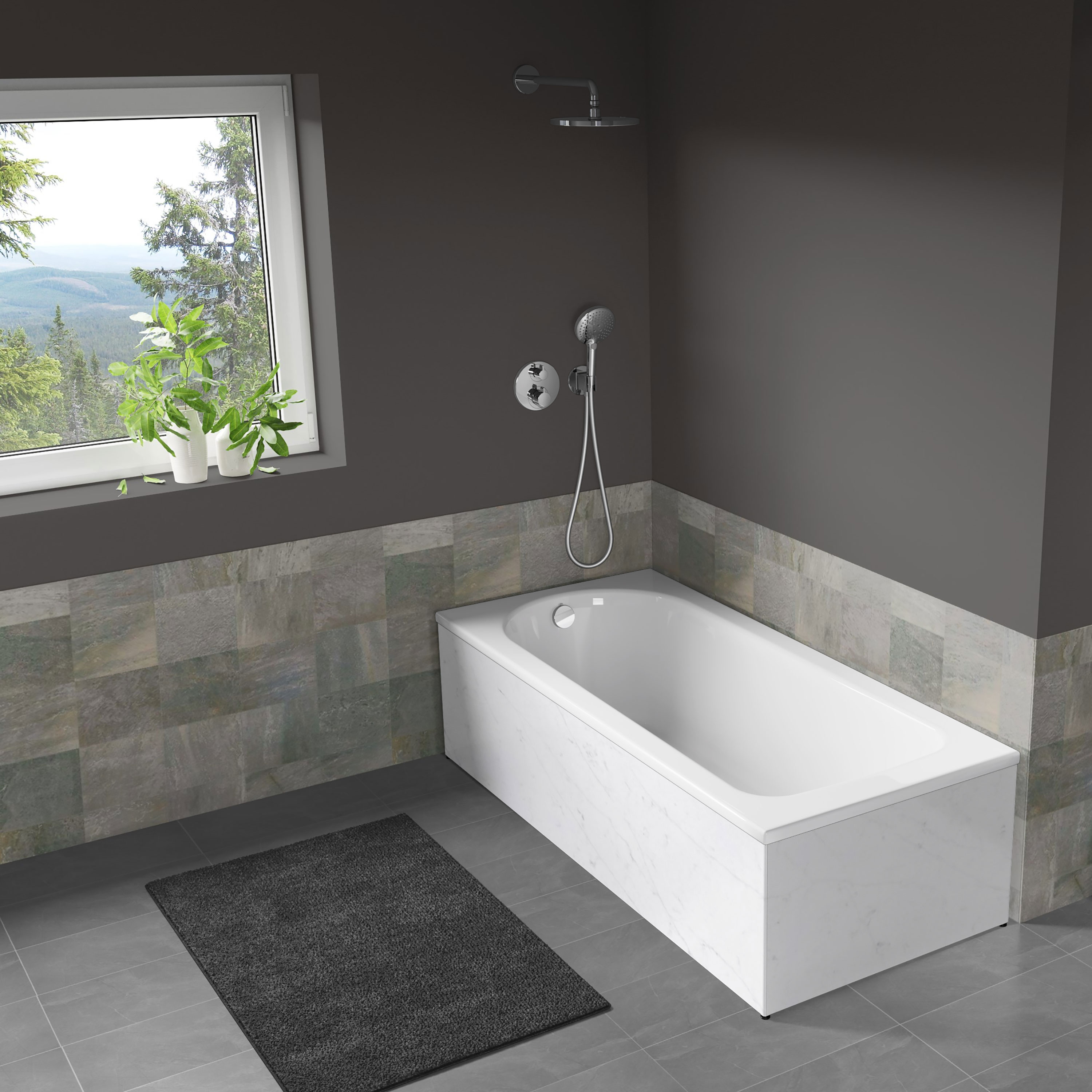 Badkar Langenfeld Saniform Plus 1800x800 mm, Eternal Statuario - Installation/montering finns att köpa till