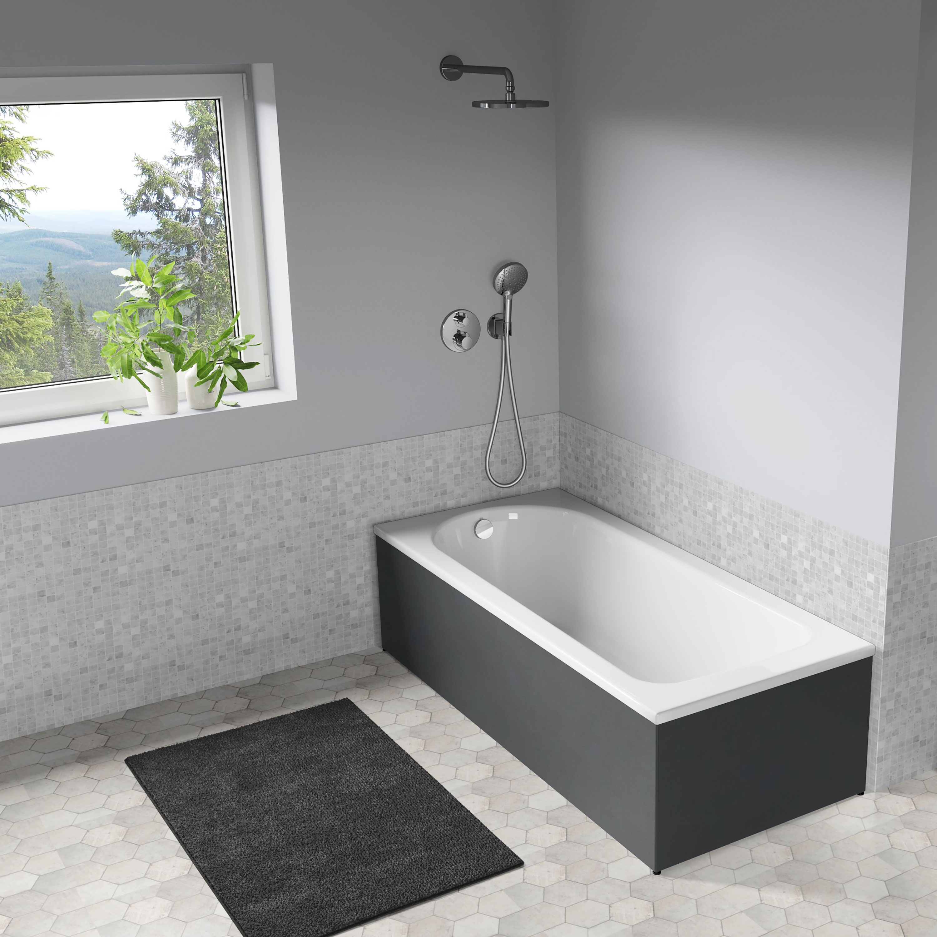 Badkar Langenfeld Saniform Plus 1600x700 mm, Negro Tebas - Installation/montering finns att köpa till