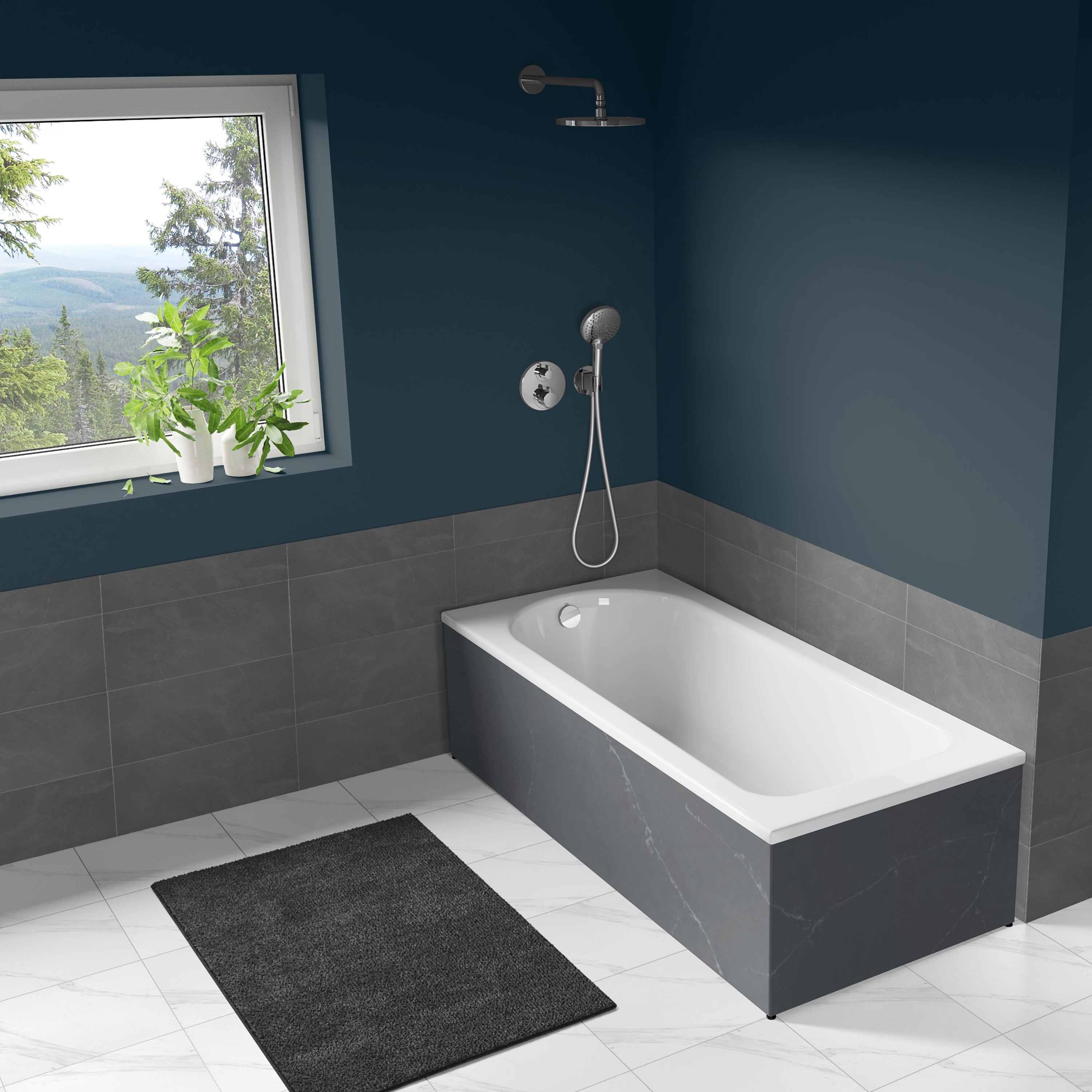 Badkar Langenfeld Saniform Plus 1700x750 mm, Charcoal Soapstone - Installation/montering finns att köpa till