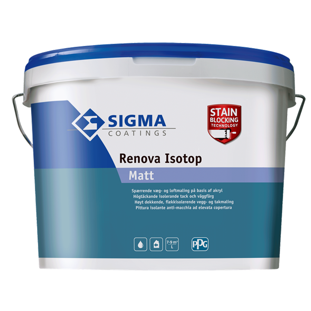 Spärrfärg Tak/Vägg Sigma Coatings Renova Isotop Matt Vit 5 Liter