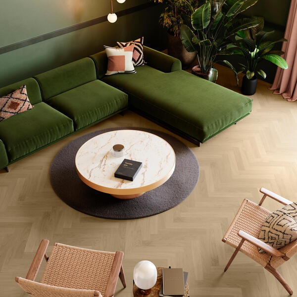 Tregulv BerryAlloc Parqwood Herringbone Silk Calm A+B