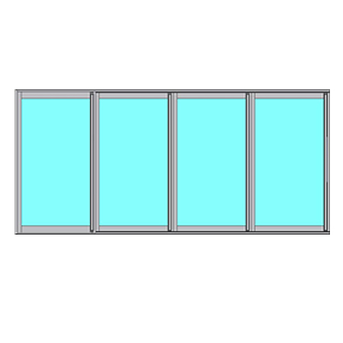 Skjutbart Fönsterparti Novoroom Energi 4-Delat Öppningsmått (BxH) 4540-4640x1205 mm, Spegelvänt parti