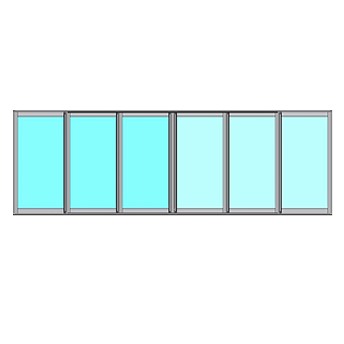 Skjutbart Fönsterparti Novoroom Original 3+3-Delat Öppningsmått (BxH) 6695-6815x1205 mm, Vit