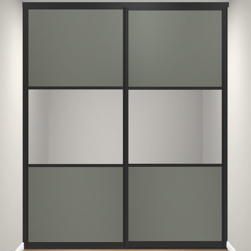 Skjutdörr Elfa Estetic Trio Träfaner/Spegel, Profil: Innocent Birch