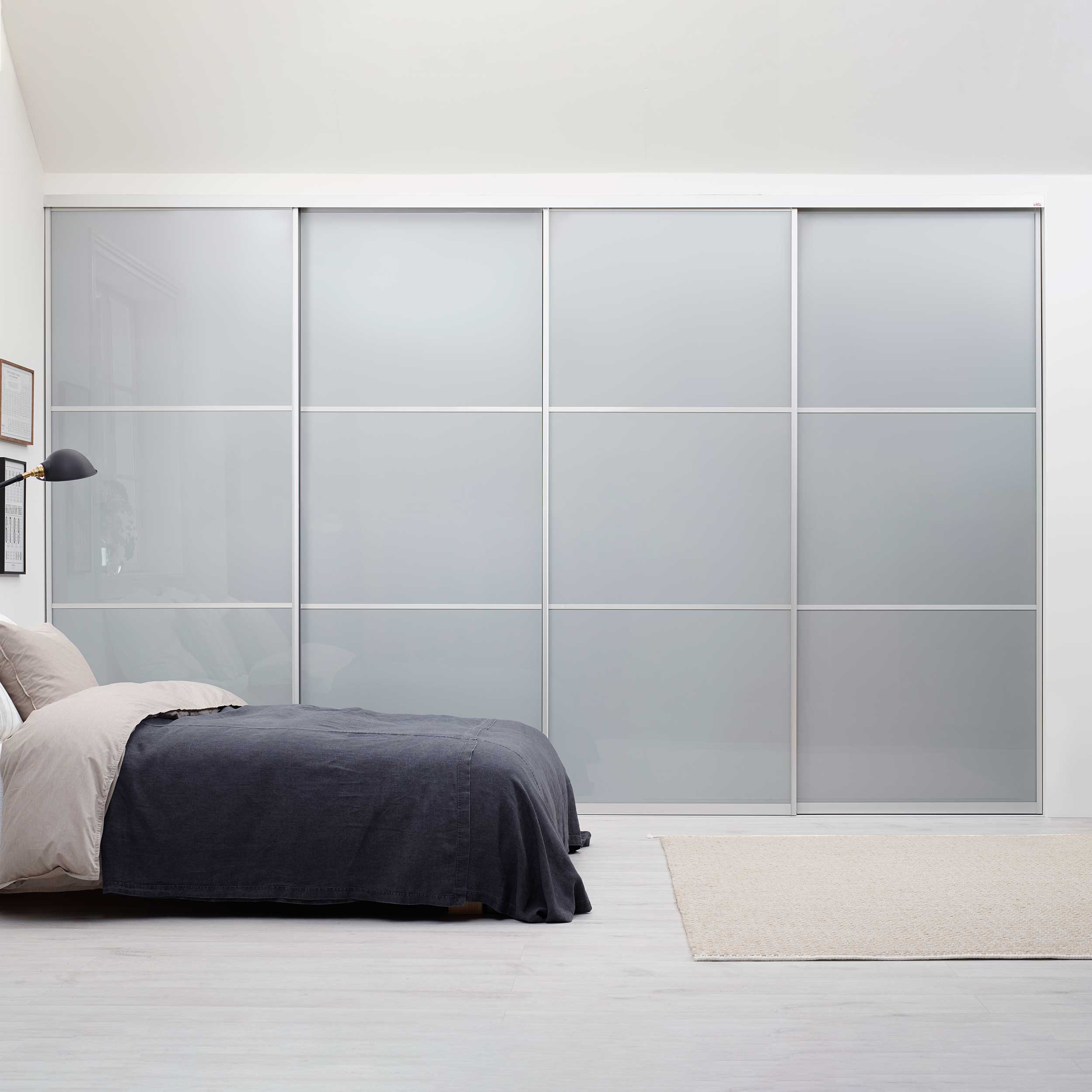 Skyvedør Elfa Vista Trio Speil, Profil: Hvit