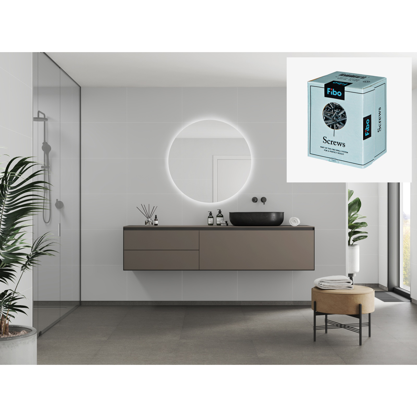 Baderomspanel Fibo 2090-M6040 Light Grey med Monteringsskruer