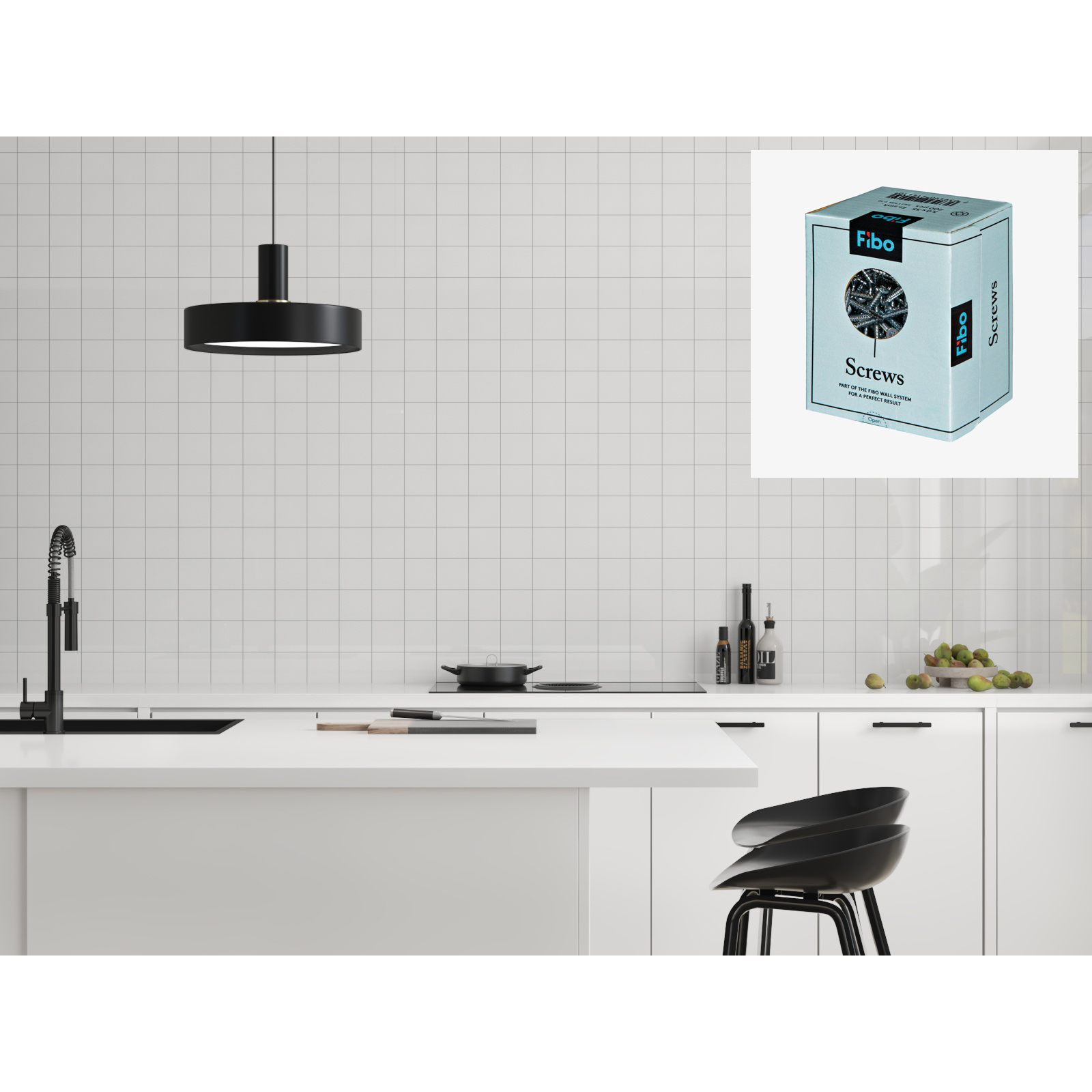 Baderomspanel Fibo 3091-M1010 Denver White med Monteringsskruer