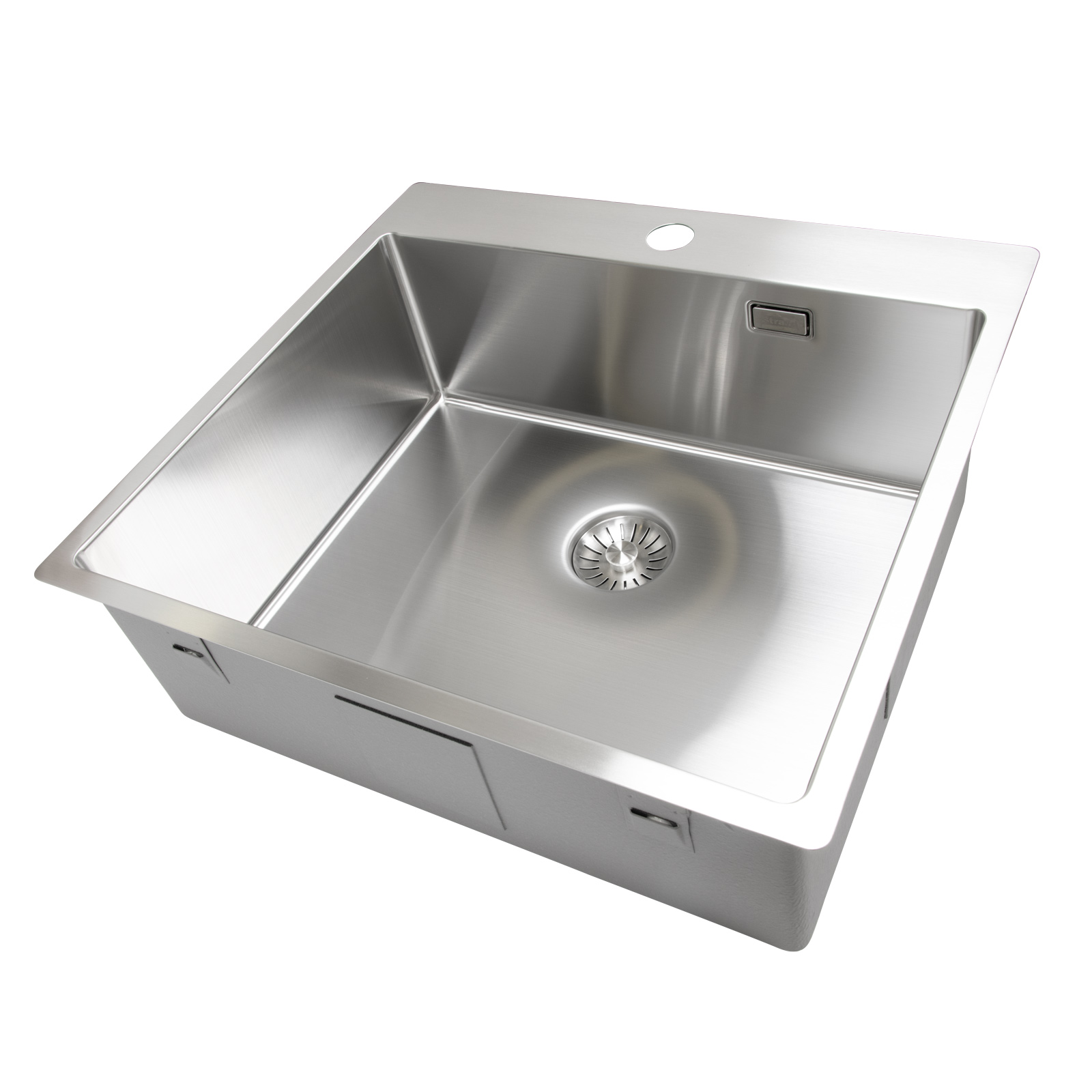 Enkelvask Strand Stainless SOLID med clips och blandarplats