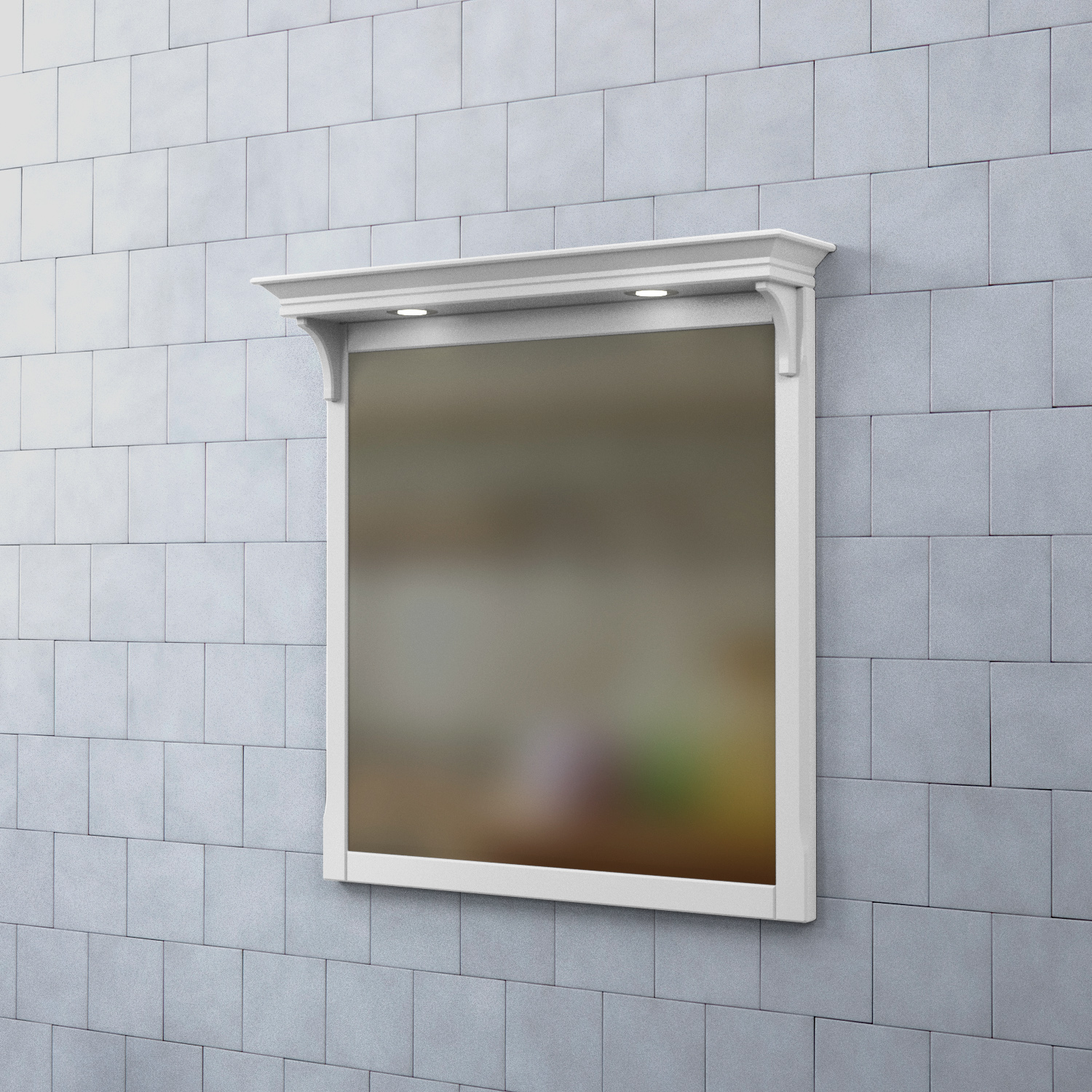 Spegel Björbo Badrum Saga med Belysning Antikvit, 850 mm