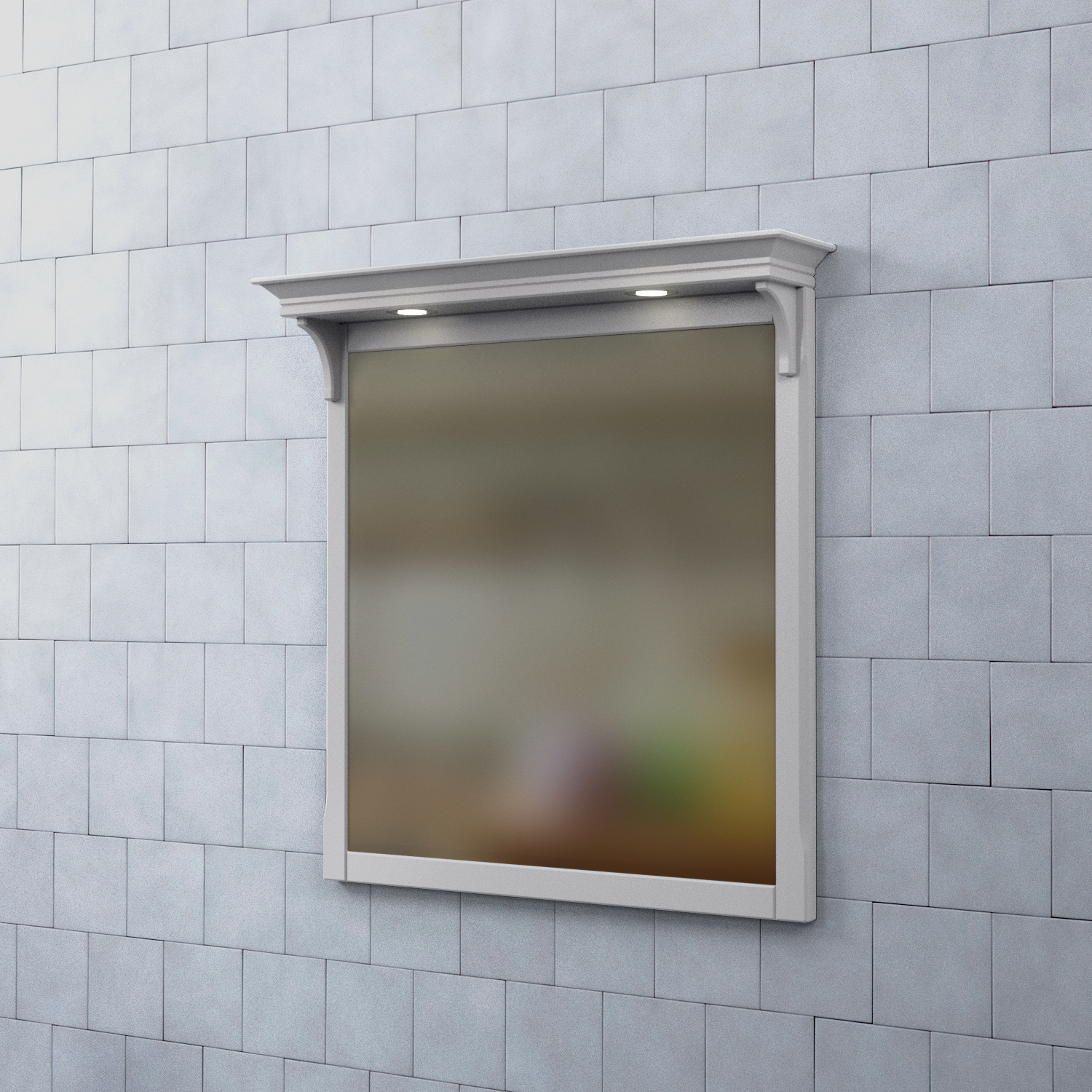 Spegel Björbo Badrum Saga med Belysning Ljusgrå, 850 mm