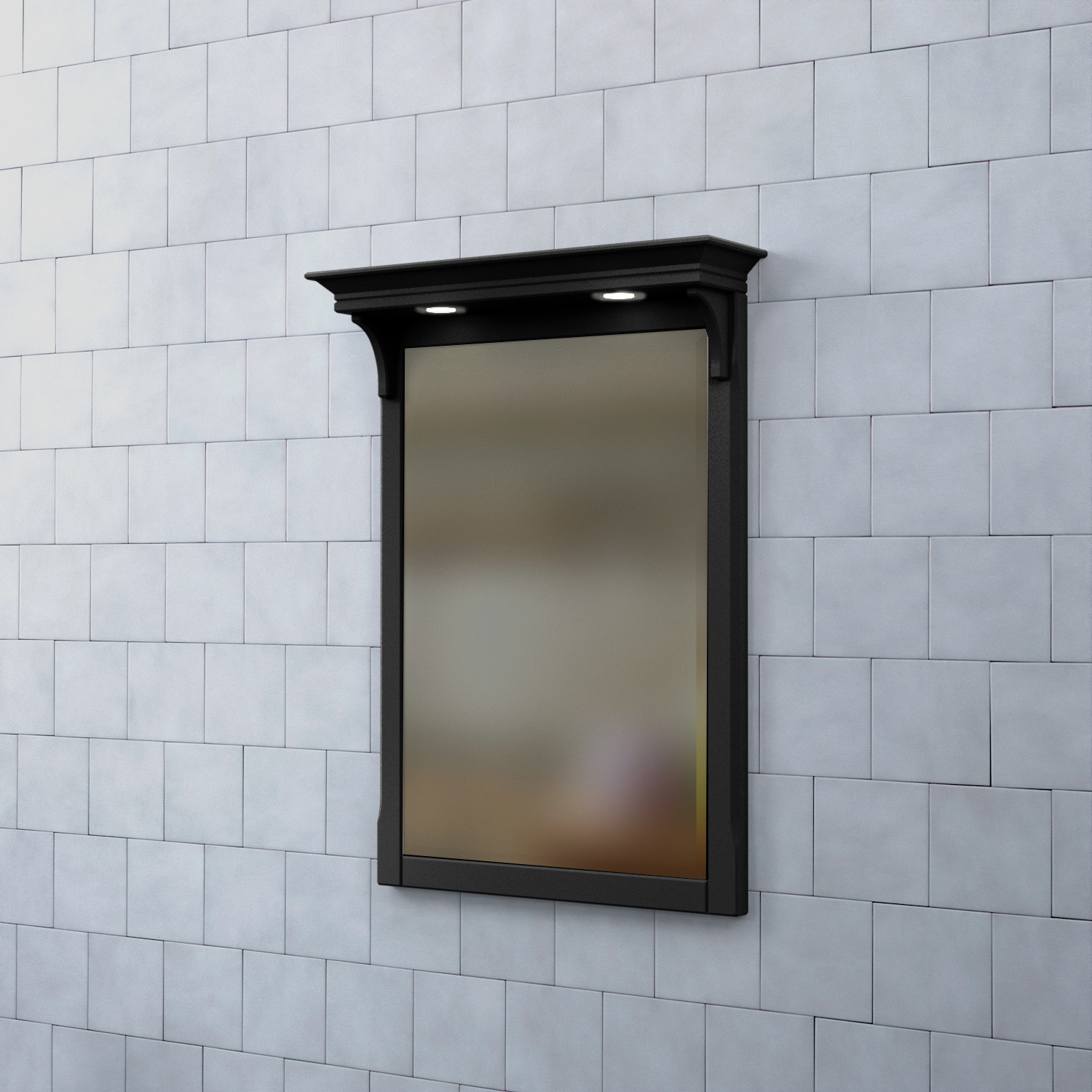 Spegel Björbo Badrum Saga med Belysning Svart, 650 mm