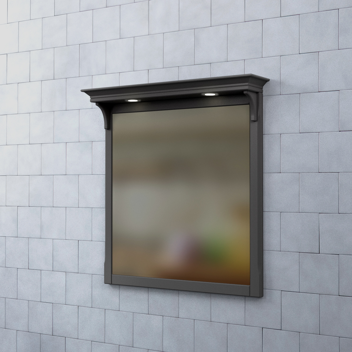 Spegel Björbo Badrum Saga med Belysning Antracit, 850 mm