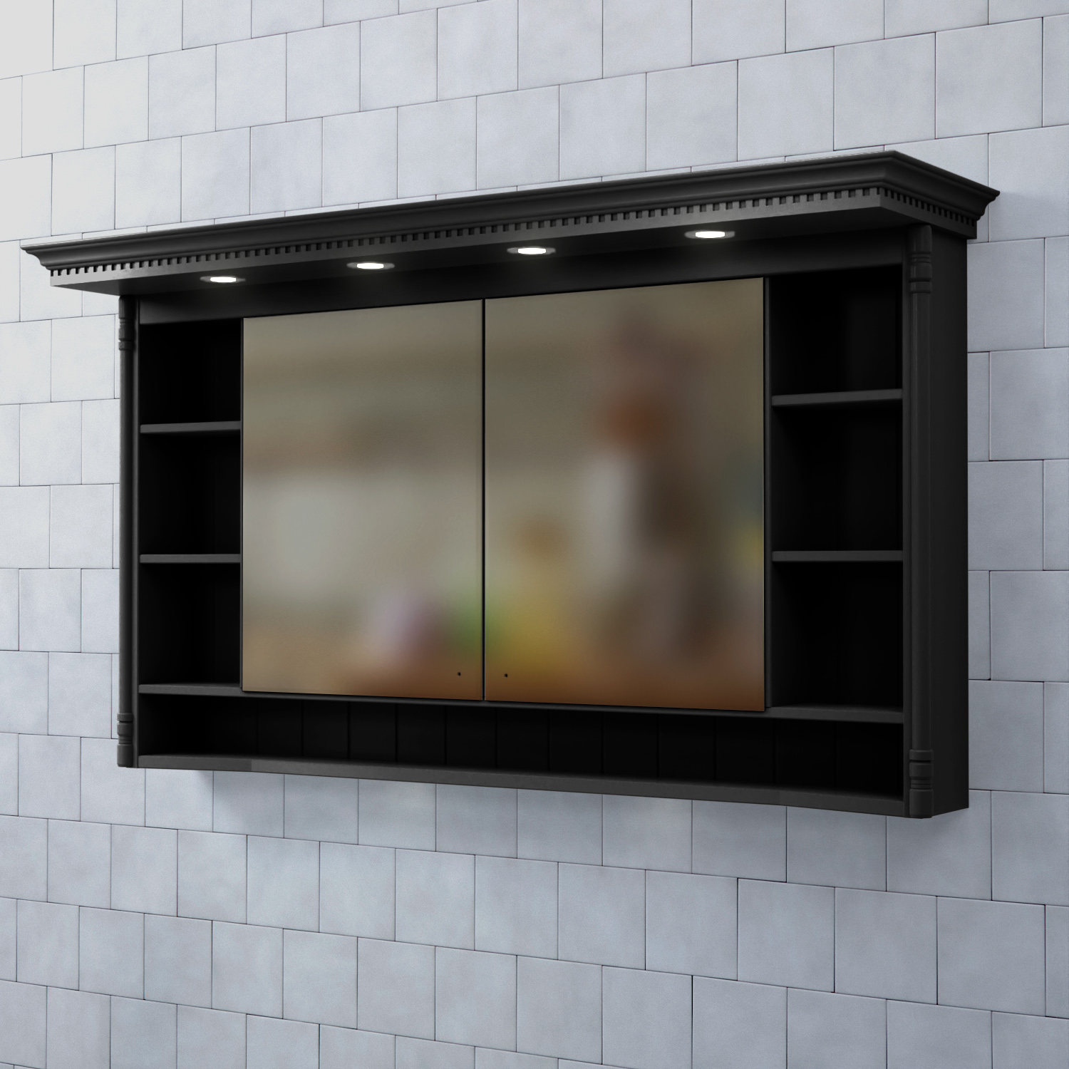 Spegelskåp Björbo Badrum Valhall med Belysning Svart, 1570 mm - Installation/montering finns att köpa till