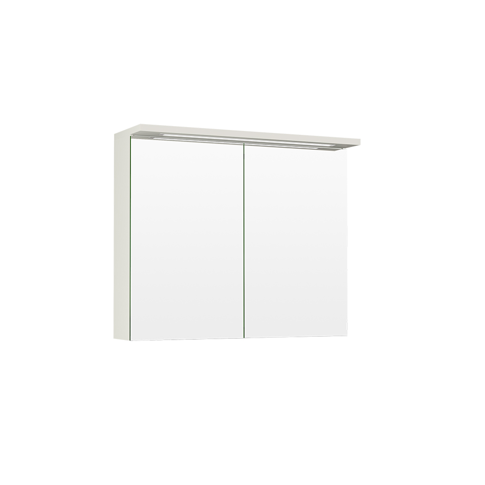 Spegelskåp Temal Highlight med LED-belysning Velvet Greige, Dubbeldörr, BxDxH: 750x250x680 mm, Eluttag till höger - Installation/montering finns att köpa till