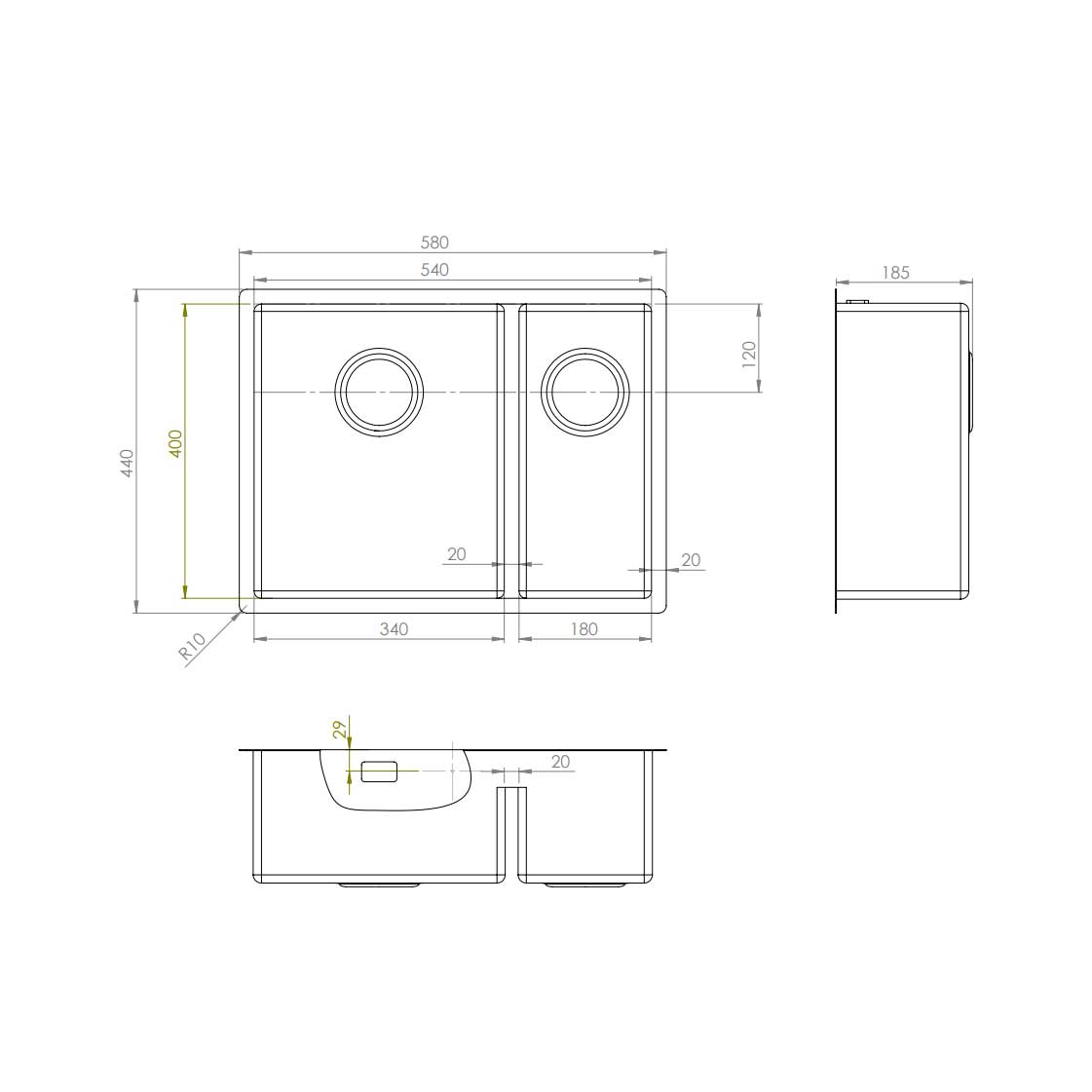 Kjøkkenvask Strand Stainless ST-54D
