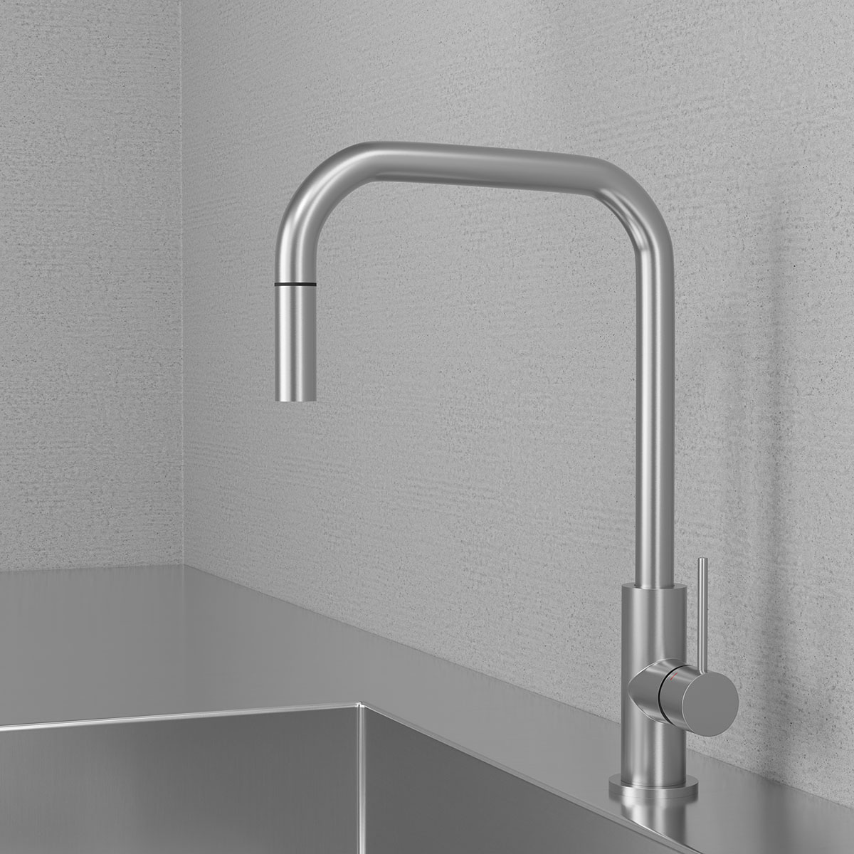 Kjøkkenbatteri Scandtap Steel Accent Square med Uttrekkbar Tut