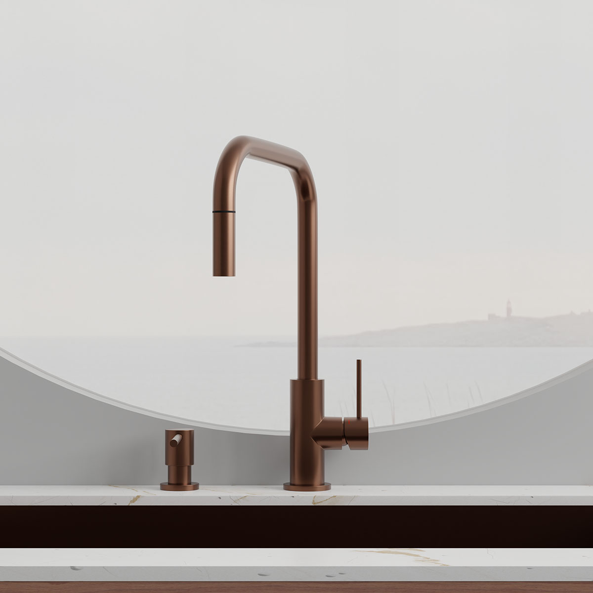 Kjøkkenbatteri Scandtap Steel Accent Square med Uttrekkbar Tut