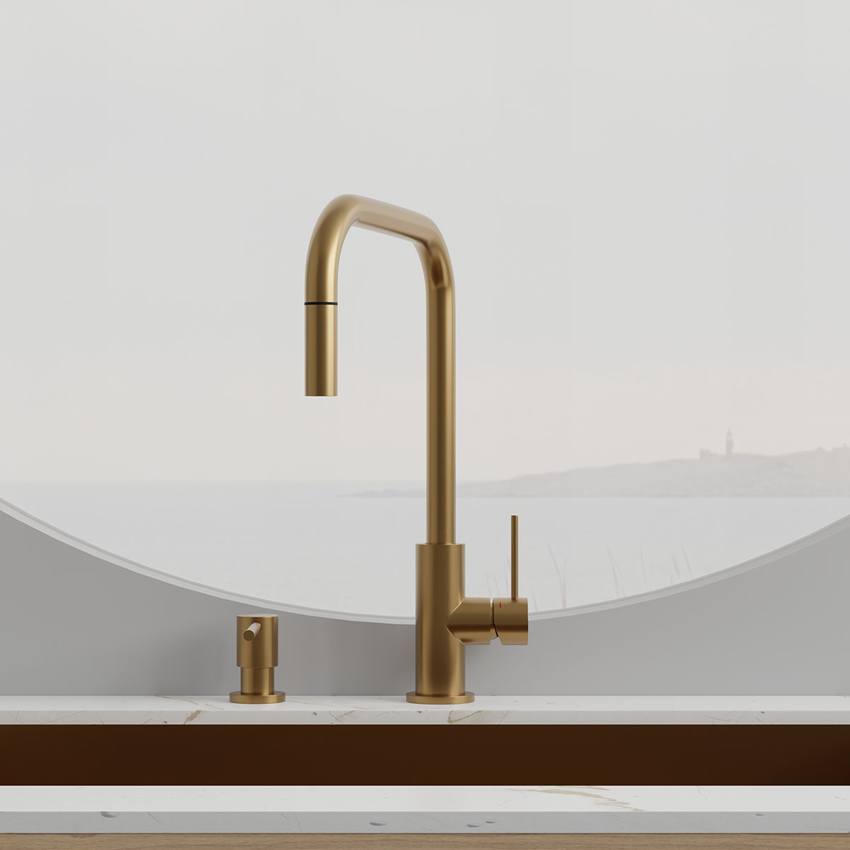 Kjøkkenbatteri Scandtap Steel Accent Square med Uttrekkbar Tut