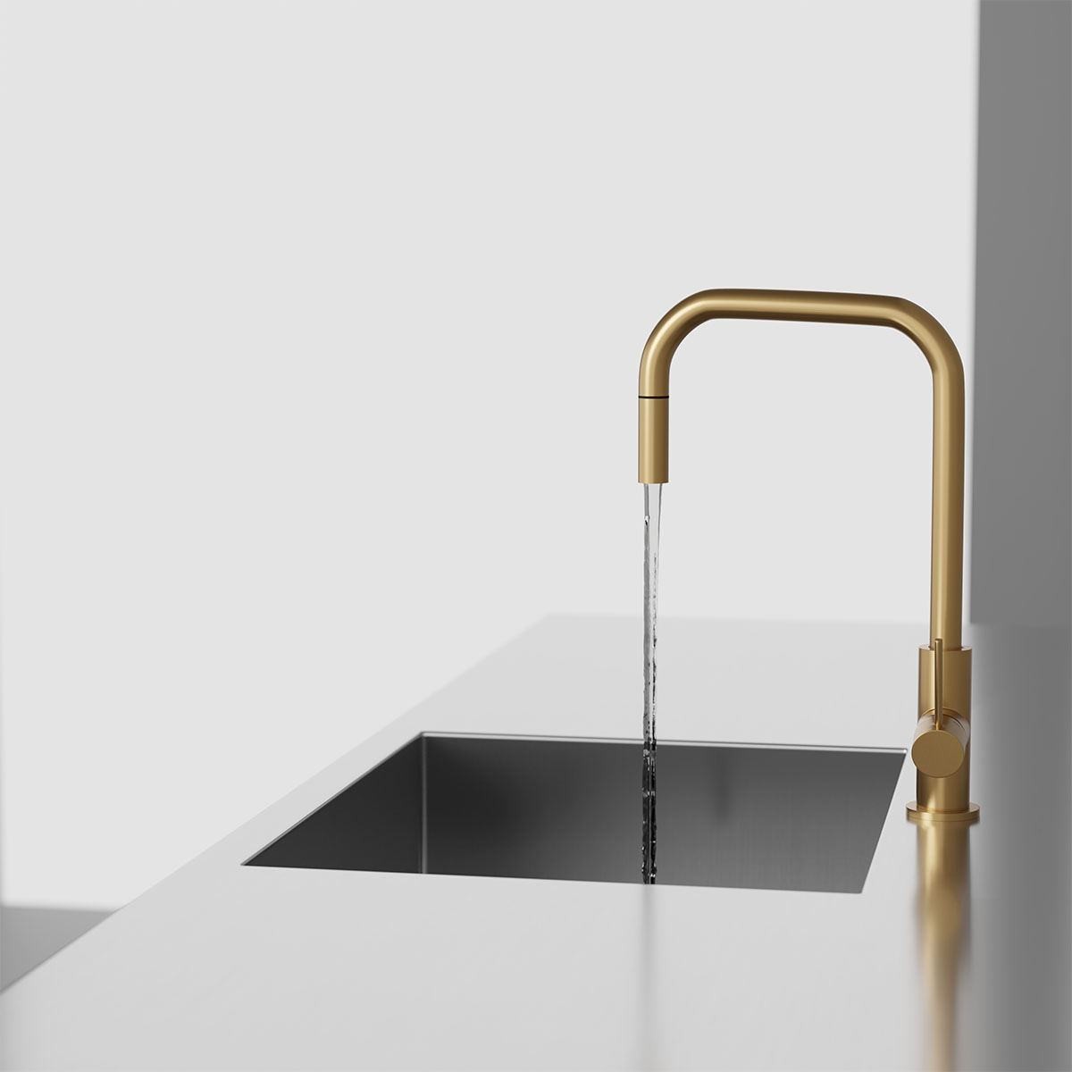 Kjøkkenbatteri Scandtap Steel Accent Square med Uttrekkbar Tut