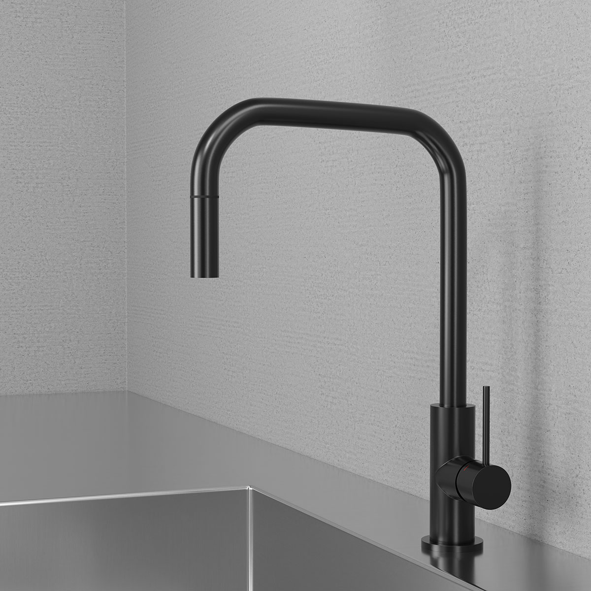 Kjøkkenbatteri Scandtap Steel Accent Square med Uttrekkbar Tut