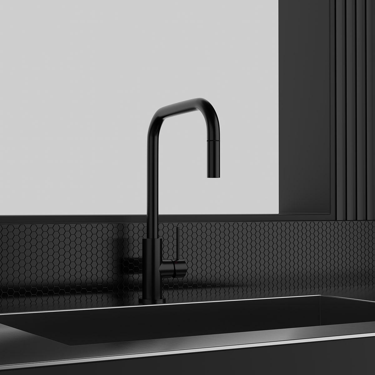 Kjøkkenbatteri Scandtap Steel Accent Square med Uttrekkbar Tut