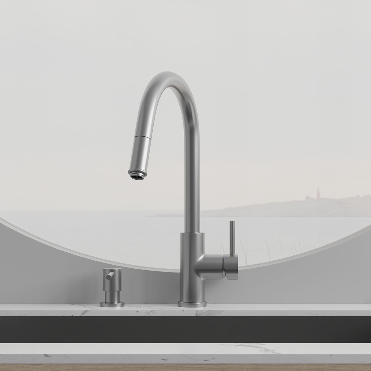 Kjøkkenbatteri Scandtap Steel Access med Uttrekkbar Tut