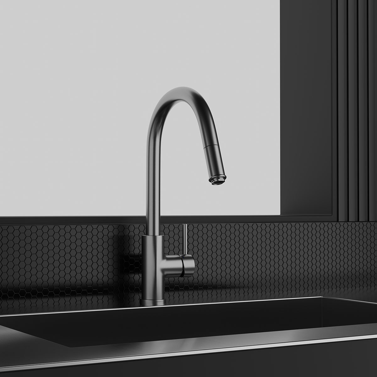 Kjøkkenbatteri Scandtap Steel Access med Uttrekkbar Tut