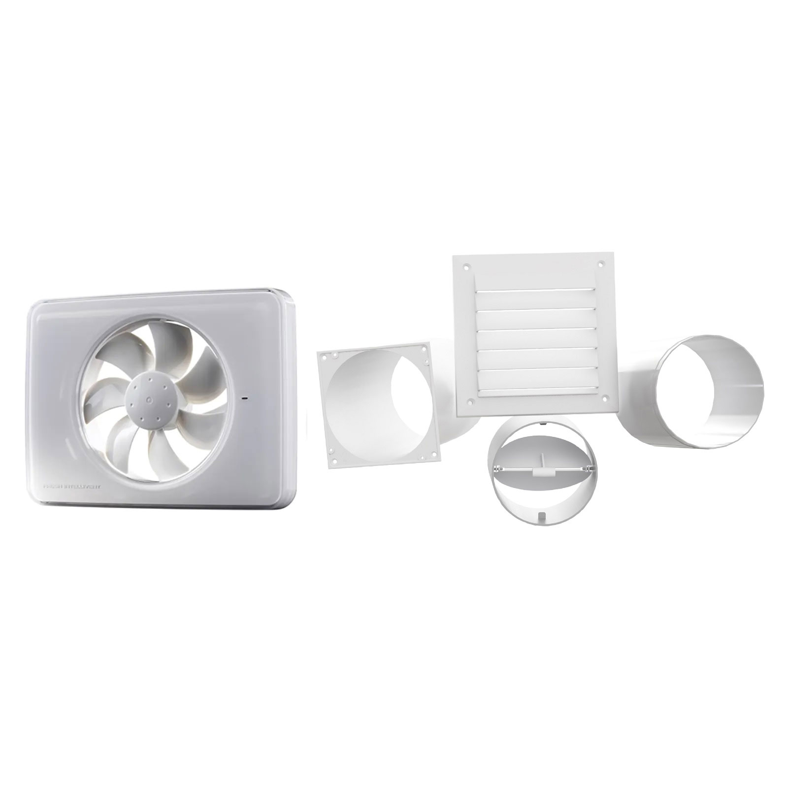 Badrumsfläkt Fresh Intellivent P med Ytterväggskit YVG D100