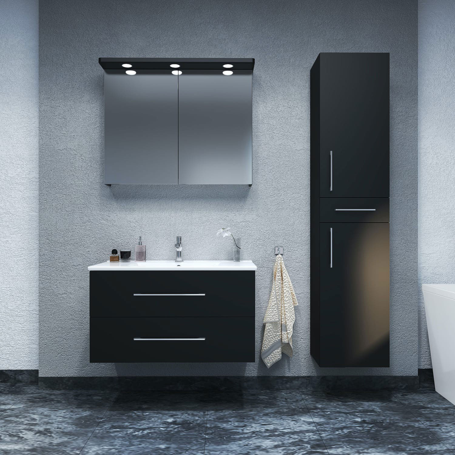 Möbelpaket Arredo Spirit 60 Svart Blank