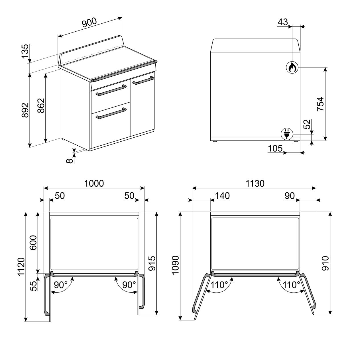 Gasskomfyr Smeg Victoria TR93