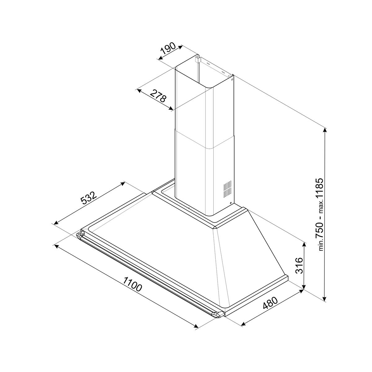 Kjøkkenvifte Smeg Victoria KT110 Veggmontert