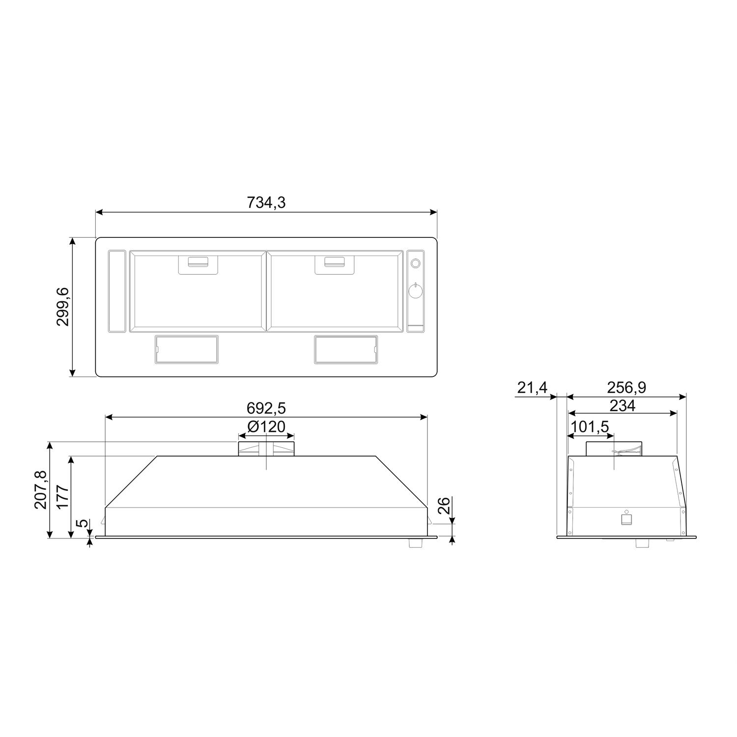 Kjøkkenvifte Smeg Universal KSG70HE Integrert