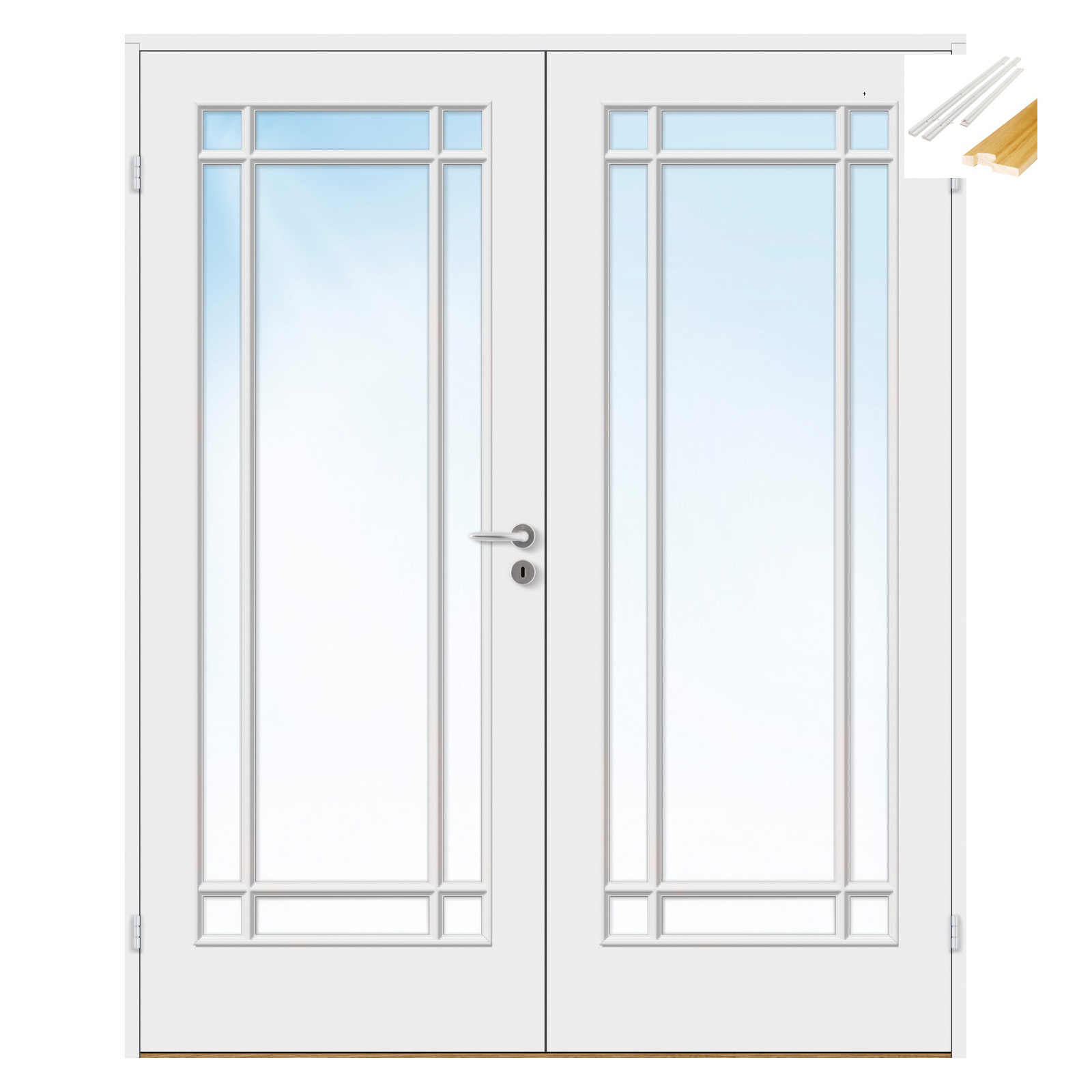 Tofløyet Dør Bygg1 Anna FW Kompakt New York Hvit Klarglass med Karmsett