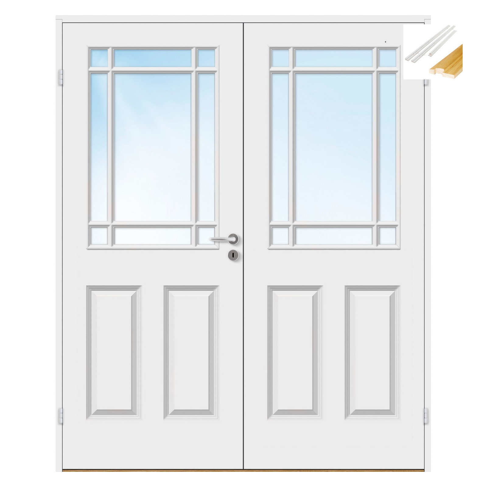 Tofløyet Dør Bygg1 Anna HW Kompakt New York Hvit Klarglass med Karmsett