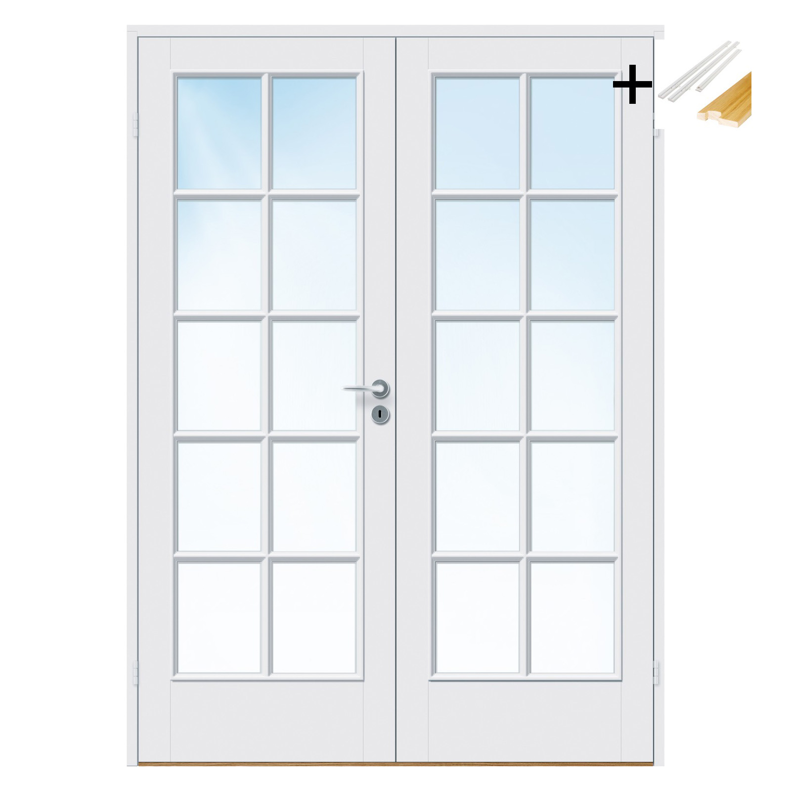 Tofløyet Dør Bygg1 Kari FW Hvit Klarglass med Karmsett