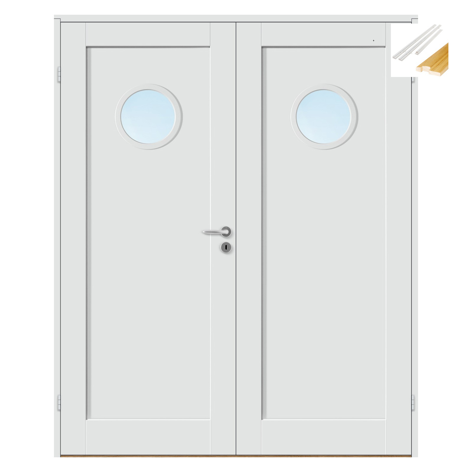 Tofløyet Dør Bygg1 Stil 1 R3 Hvit Glass med Karmsett